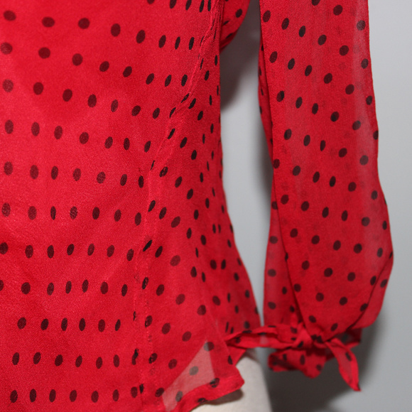 100% Vintage Silk Polka Dot Top - Picture 3 of 7